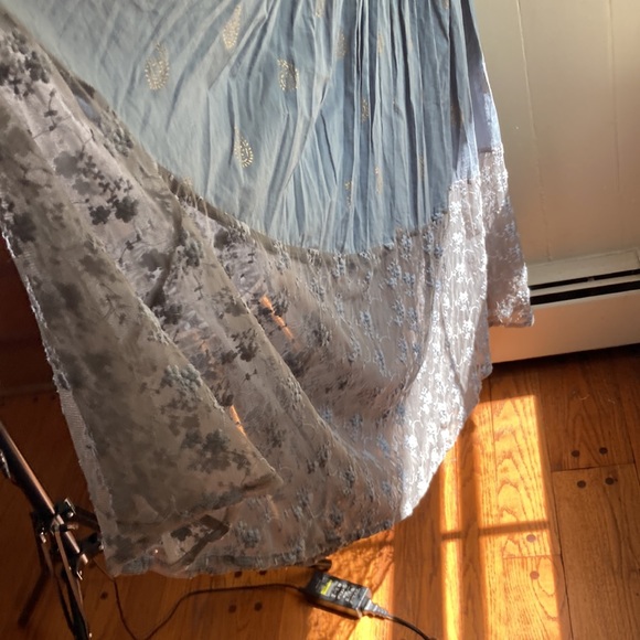 AUROBELLE IBIZA block print maxi dress with lace S/M new - Picture 8 of 12